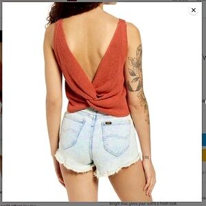 New! Lulu's Rust Red Knit Twist Back Tank Top XS